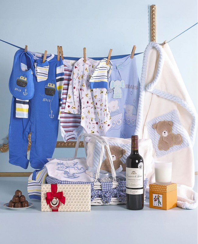 Baby Boy Joy (with wine) Gift Basket